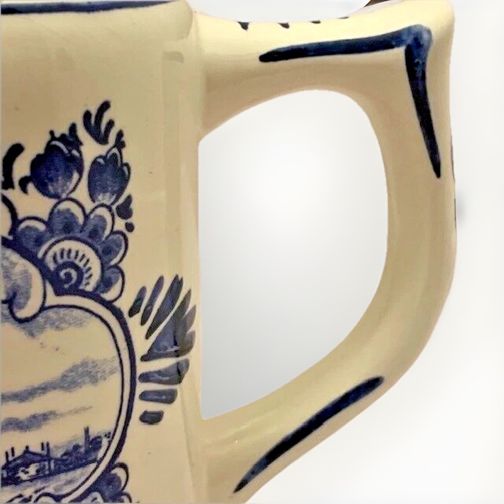 VTG Delft Mug Blue Hand Painted Windmill Cottage Shabby Coastal Decor Retro LRG - Picture 12 of 14